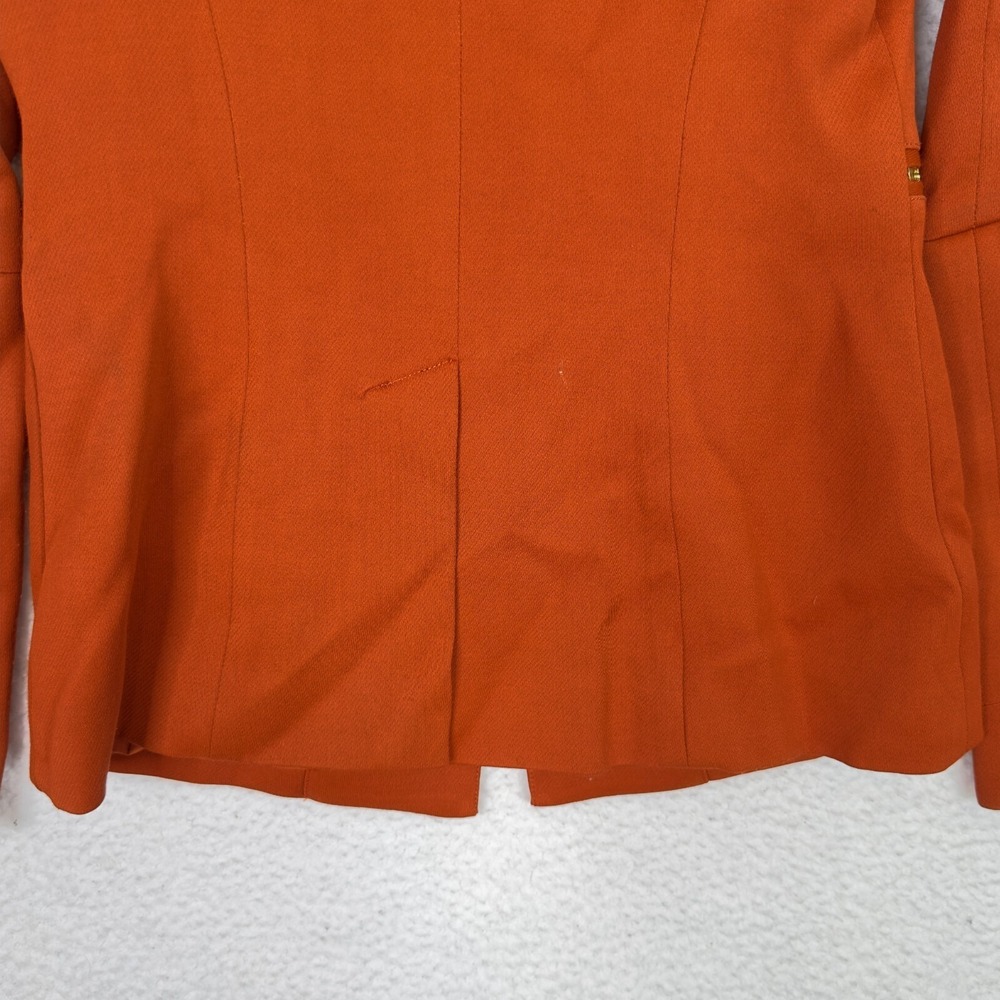 Ramy Brook Womens Blazer 0 Rust Orange Gold Zip Detail Flare Sleeve Jacket - Picture 15 of 16